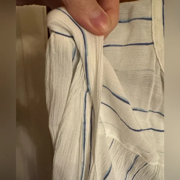 NWOT, size XXL a.n.a. long sleeve white button down blouse with blue stripes - Picture 11 of 14